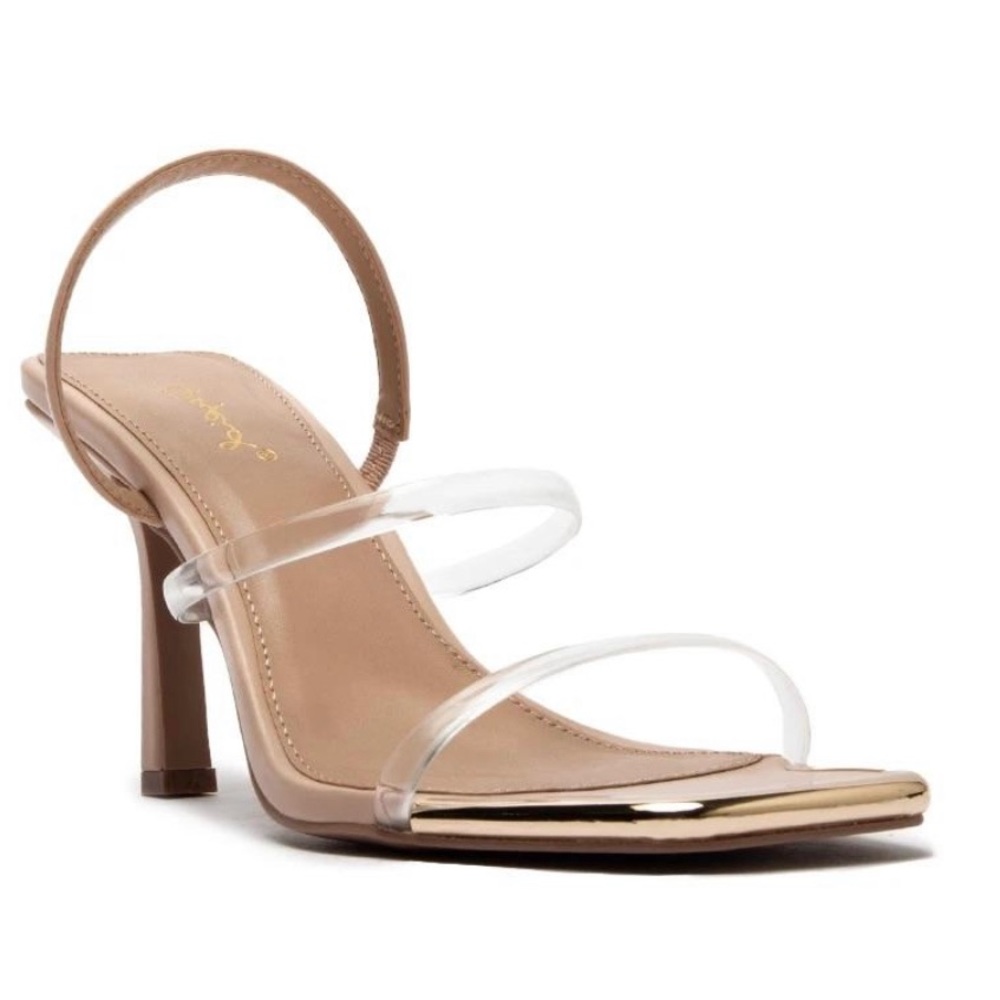 Nude Heel with Clear straps and back Strap - Picture 3 of 3